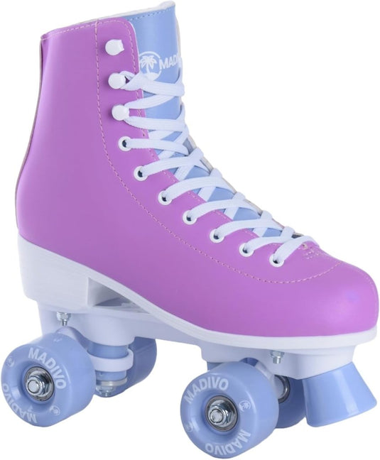 Madivo Pastel Klassieke retro rolschaatsen voor dames | ABEC-7 kogellagers | meisjes rolschaatsen, skeelers| blauw/koraal | maat 35, 36, 37, 38, 39, 40, 41 - happygetfit.com