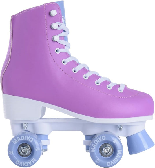 Madivo Pastel Klassieke retro rolschaatsen voor dames | ABEC-7 kogellagers | meisjes rolschaatsen, skeelers| blauw/koraal | maat 35, 36, 37, 38, 39, 40, 41 - happygetfit.com