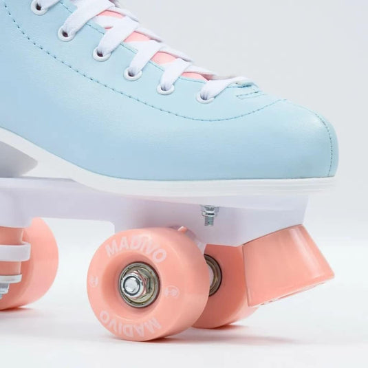 Madivo Pastel Klassieke retro rolschaatsen voor dames | ABEC-7 kogellagers | meisjes rolschaatsen, skeelers| blauw/koraal | maat 35, 36, 37, 38, 39, 40, 41 - happygetfit.com