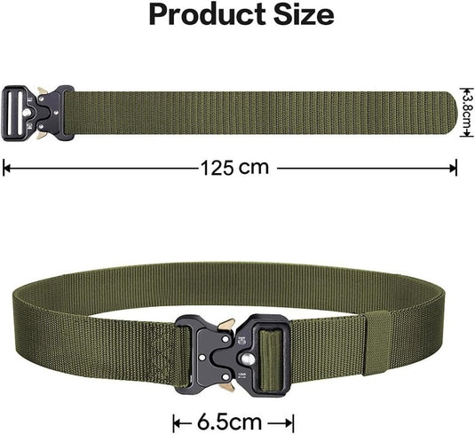 Mannen tactische riem, militaire stijl zware nylon canvas heupgordels met metalen gesp met snelsluiting voor jachttraining leger rennen [3 haak] 125 * 3.8 CM (L * W) - happygetfit.com