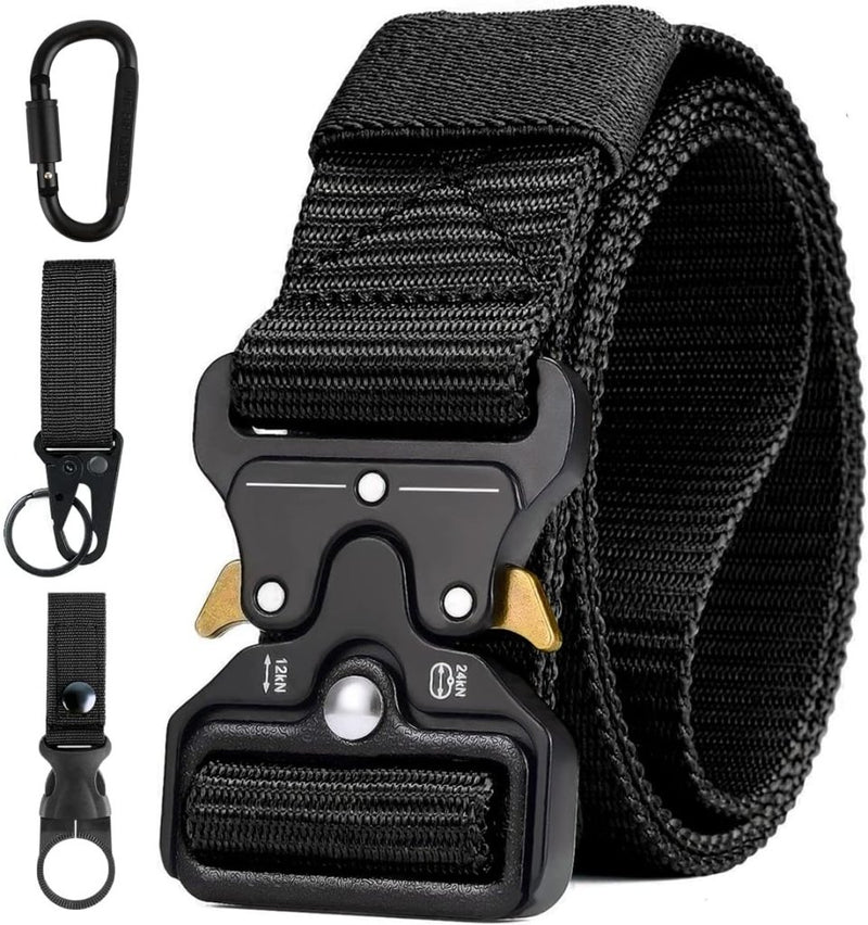 Load image into Gallery viewer, Mannen tactische riem, militaire stijl zware nylon canvas heupgordels met metalen gesp met snelsluiting voor jachttraining leger rennen [3 haak] 125 * 3.8 CM (L * W) - happygetfit.com
