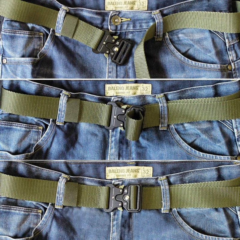 Load image into Gallery viewer, Mannen tactische riem, militaire stijl zware nylon canvas heupgordels met metalen gesp met snelsluiting voor jachttraining leger rennen [3 haak] 125 * 3.8 CM (L * W) - happygetfit.com
