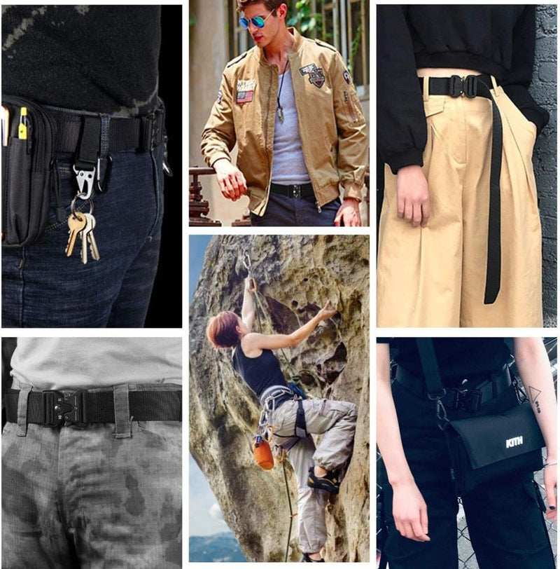 Load image into Gallery viewer, Mannen tactische riem, militaire stijl zware nylon canvas heupgordels met metalen gesp met snelsluiting voor jachttraining leger rennen [3 haak] 125 * 3.8 CM (L * W) - happygetfit.com
