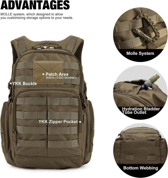 Mardingtop 25L Tactische Militaire Rugzak voor Buitenuitrusting Aanvalsrugzak met MOLLE Systeem Trekking Tas voor Wandelen Camping - happygetfit.com