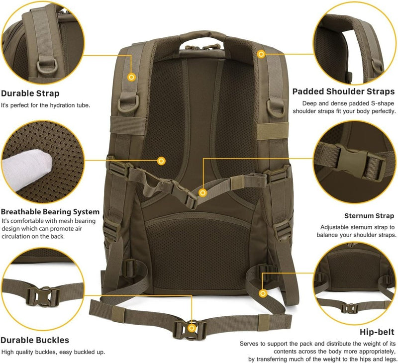 Load image into Gallery viewer, Mardingtop 25L Tactische Militaire Rugzak voor Buitenuitrusting Aanvalsrugzak met MOLLE Systeem Trekking Tas voor Wandelen Camping - happygetfit.com
