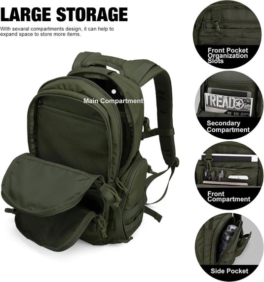 Mardingtop 25L Tactische Militaire Rugzak voor Buitenuitrusting Aanvalsrugzak met MOLLE Systeem Trekking Tas voor Wandelen Camping - happygetfit.com