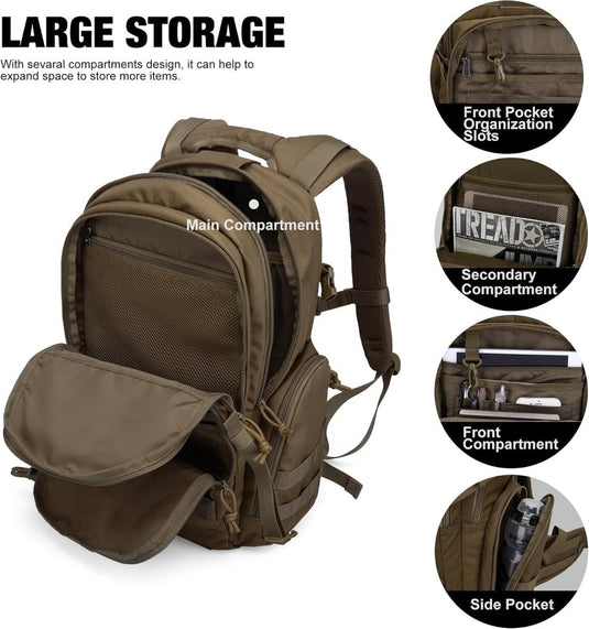 Mardingtop 25L Tactische Militaire Rugzak voor Buitenuitrusting Aanvalsrugzak met MOLLE Systeem Trekking Tas voor Wandelen Camping - happygetfit.com
