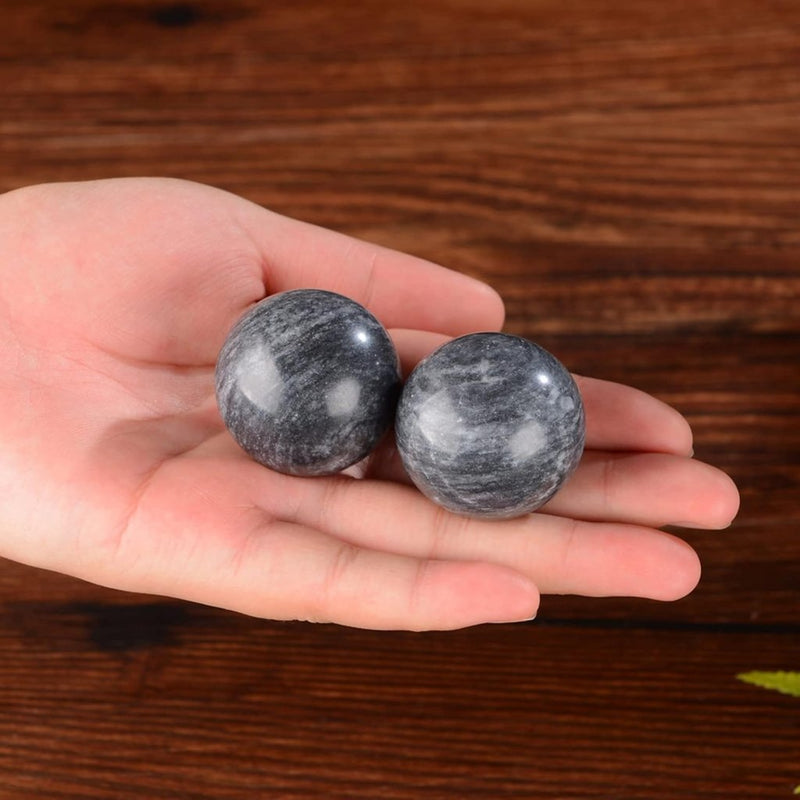 Laad afbeelding in Galerijviewer, Marmeren baoding ballen 3,5 cm zwart grijs - happygetfit.com
