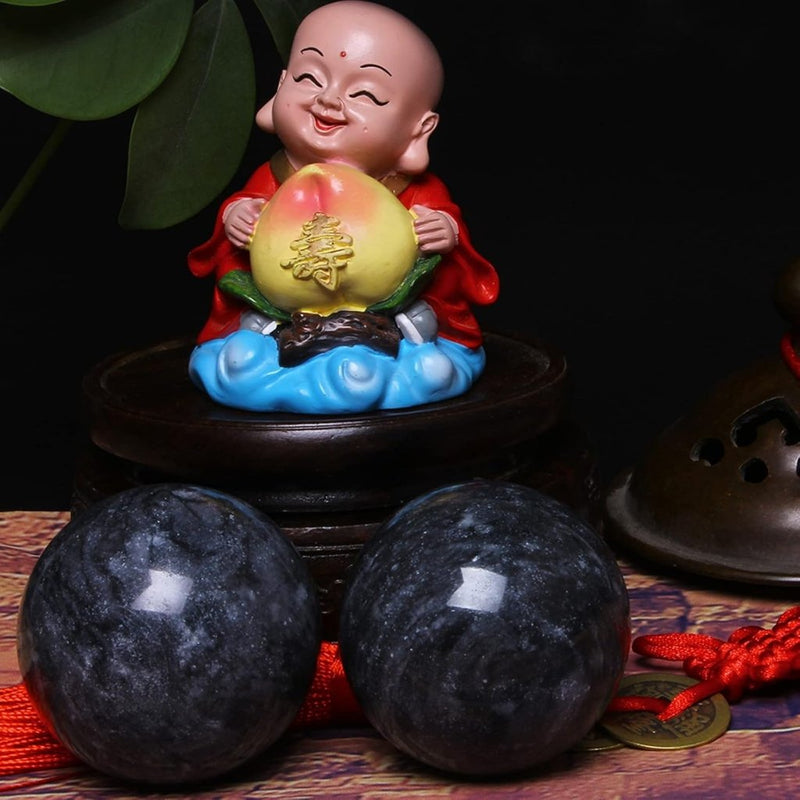 Laad afbeelding in Galerijviewer, Marmeren baoding ballen 3,5 cm zwart grijs - happygetfit.com
