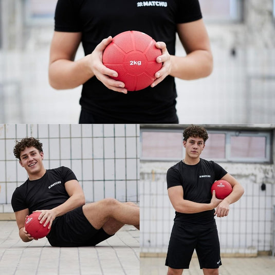 MATCHU - Medicijnbal - Medicine ball - Fitnessbal - Beschikbaar in 1,2,3,4 en 5 KG - Massief Rubber - happygetfit.com