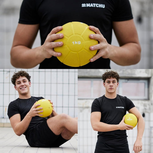 MATCHU - Medicijnbal - Medicine ball - Fitnessbal - Beschikbaar in 1,2,3,4 en 5 KG - Massief Rubber - happygetfit.com