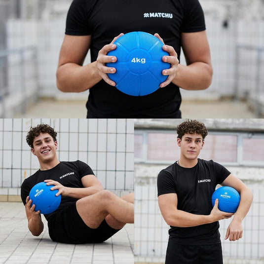 MATCHU - Medicijnbal - Medicine ball - Fitnessbal - Beschikbaar in 1,2,3,4 en 5 KG - Massief Rubber - happygetfit.com