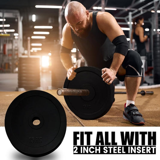 Max Strength Olympische rubberen halterschijven 2 inch zwarte kleur premium volledig rubber omhuld voor thuissportschool, fitnessoefening, heffen, vetverlies, gescheurd, crossfit, kalisthenics - happygetfit.com