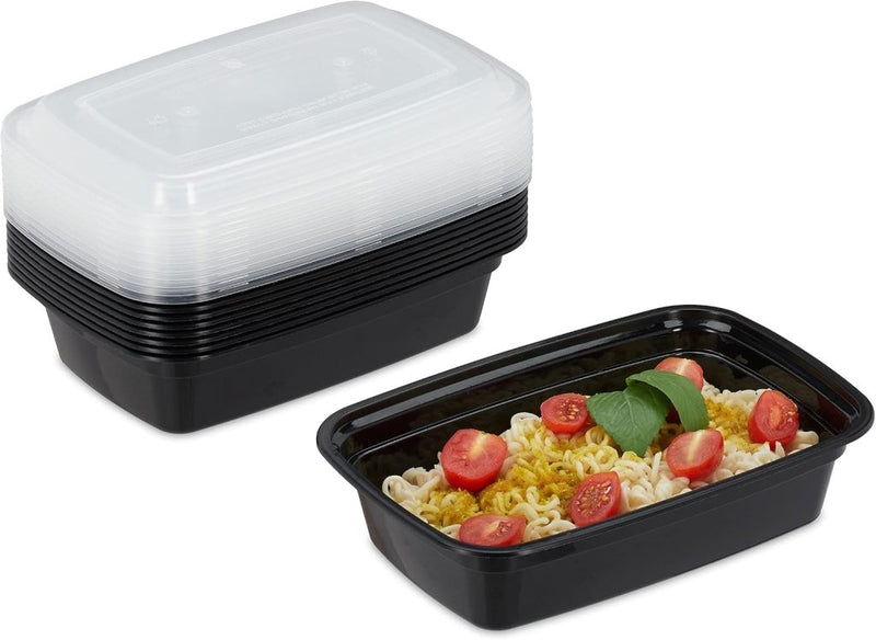Laad afbeelding in Galerijviewer, Meal prep bakjes set van 10 stuks 1 liter zwart - happygetfit.com
