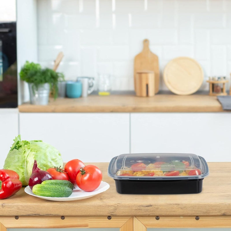 Laad afbeelding in Galerijviewer, Meal prep bakjes set van 10 stuks 1 liter zwart - happygetfit.com

