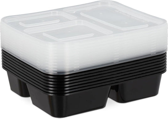 Meal prep bakjes set van 24 met 3 vakken 1,79 liter - happygetfit.com