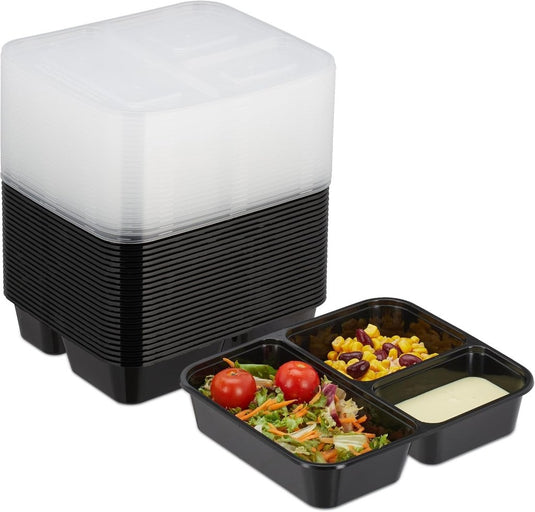 Meal prep bakjes set van 24 met 3 vakken 1,79 liter - happygetfit.com