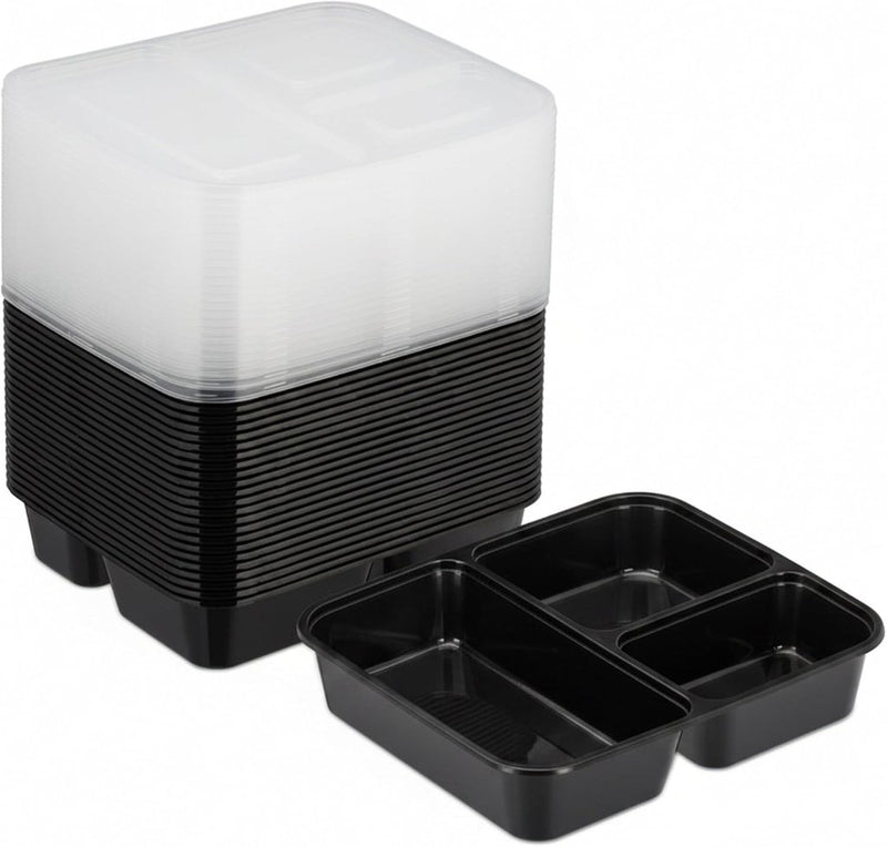 Laad afbeelding in Galerijviewer, Meal prep bakjes set van 24 met 3 vakken 1,79 liter - happygetfit.com
