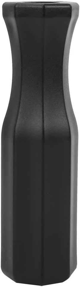 De Meer grip zwarte cilindrische handgreep heeft een ergonomische grip met een licht uitlopend midden en een platte bovenkant, ontworpen voor handmatig gebruik bij tafelvoetbal.