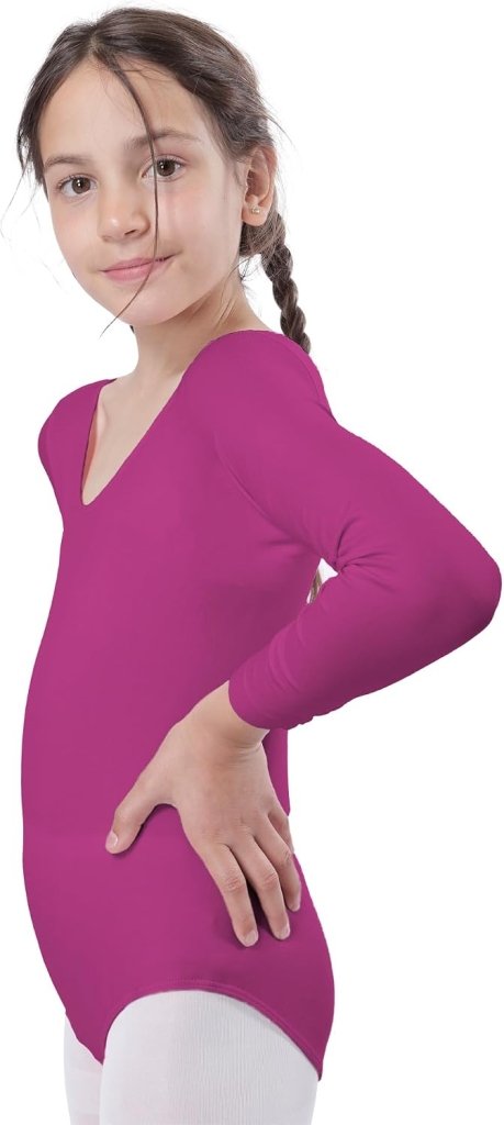 Load image into Gallery viewer, Meisjesbody voor dans, ballet, meisjes, lange mouwen, ronde hals, dansshirt voor meisjes, danseres, gymnastiek - happygetfit.com
