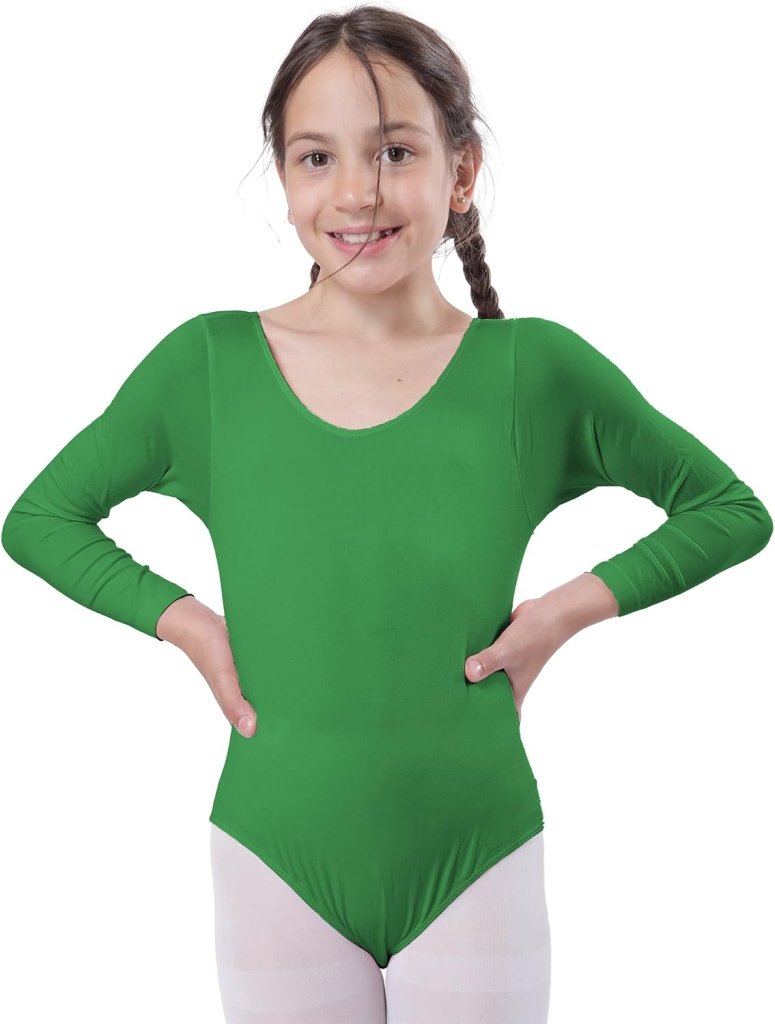Load image into Gallery viewer, Meisjesbody voor dans, ballet, meisjes, lange mouwen, ronde hals, dansshirt voor meisjes, danseres, gymnastiek - happygetfit.com
