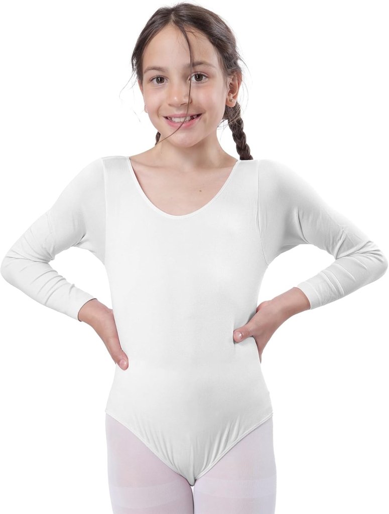 Load image into Gallery viewer, Meisjesbody voor dans, ballet, meisjes, lange mouwen, ronde hals, dansshirt voor meisjes, danseres, gymnastiek - happygetfit.com
