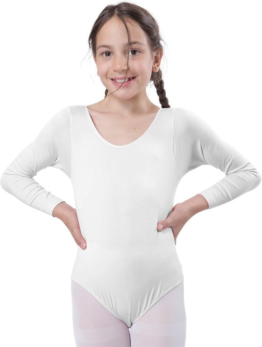 Meisjesbody voor dans, ballet, meisjes, lange mouwen, ronde hals, dansshirt voor meisjes, danseres, gymnastiek - happygetfit.com