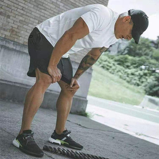 Men's 2-in-1 Training Shorts, Summer Shorts, Quick-Drying Running Shorts, Sports Shorts with Pockets, Compression Shorts Black - happygetfit.com