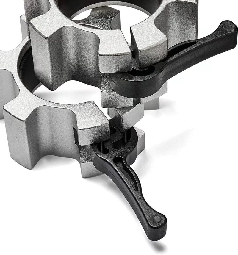 Load image into Gallery viewer, Metal Olympic Barbell Clamps 2inch Heavy Duty Exercise Collars,Weight Clips for 2" Barbell,Quick Release Weight Clamps for Weightlifting, Olympic Lifts Strength Fitness Training 1 Pair - happygetfit.com
