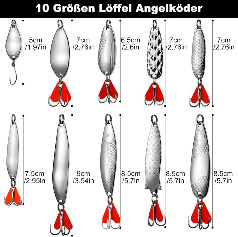 Laad afbeelding in Galerijviewer, Metalen vislepels set van 10 stuks 5 g en 8 g - happygetfit.com
