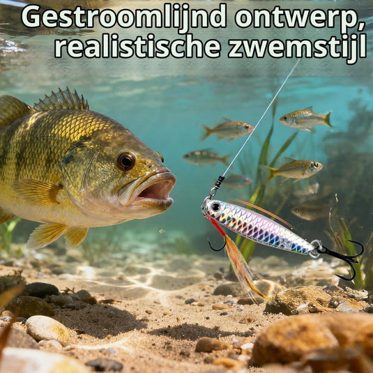 Metalen visspinners 3 stuks 7,8 cm en 30 gram met veren en reflecterende bladen – makreelaas – zeeviskunstaas - happygetfit.com