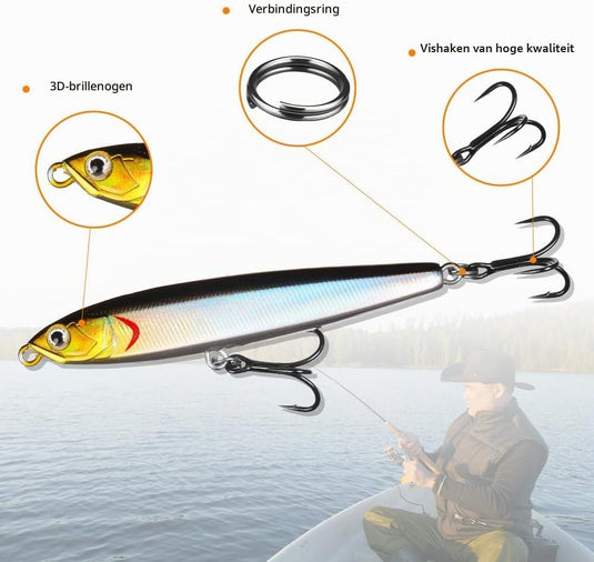 Metalen visspinners 3 stuks 7,8 cm en 30 gram met veren en reflecterende bladen – makreelaas – zeeviskunstaas - happygetfit.com