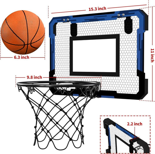 Mini basketbalring voor deur met scorebord en 3 ballen - happygetfit.com
