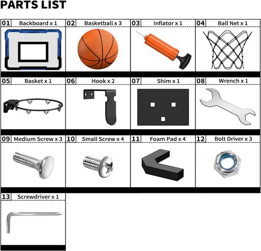 Mini basketbalring voor deur met scorebord en 3 ballen - happygetfit.com