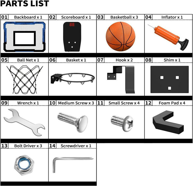 Laad afbeelding in Galerijviewer, Mini basketbalring voor deur met scorebord en 3 ballen - happygetfit.com

