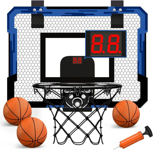 Mini basketbalring voor deur met scorebord en 3 ballen - happygetfit.com