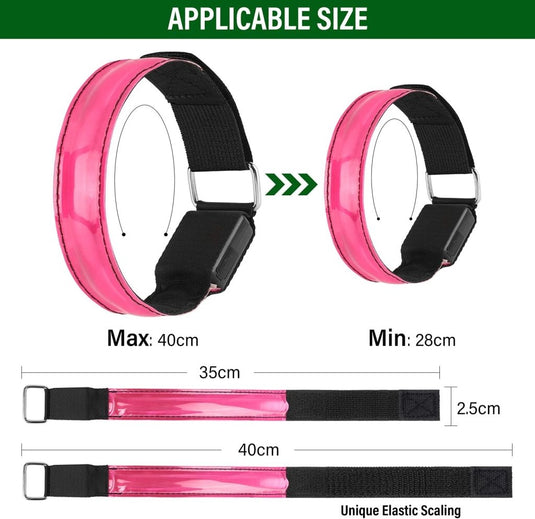 MOLBORY Led-armband, USB, 4 stuks, reflecterende ledband, lichtband, voor kinderen, reflecterende band, licht voor joggen, hardlopen, sport - happygetfit.com