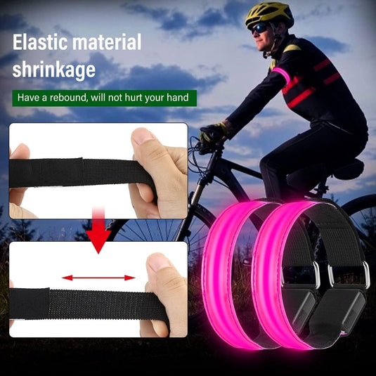 MOLBORY Led-armband, USB, 4 stuks, reflecterende ledband, lichtband, voor kinderen, reflecterende band, licht voor joggen, hardlopen, sport - happygetfit.com