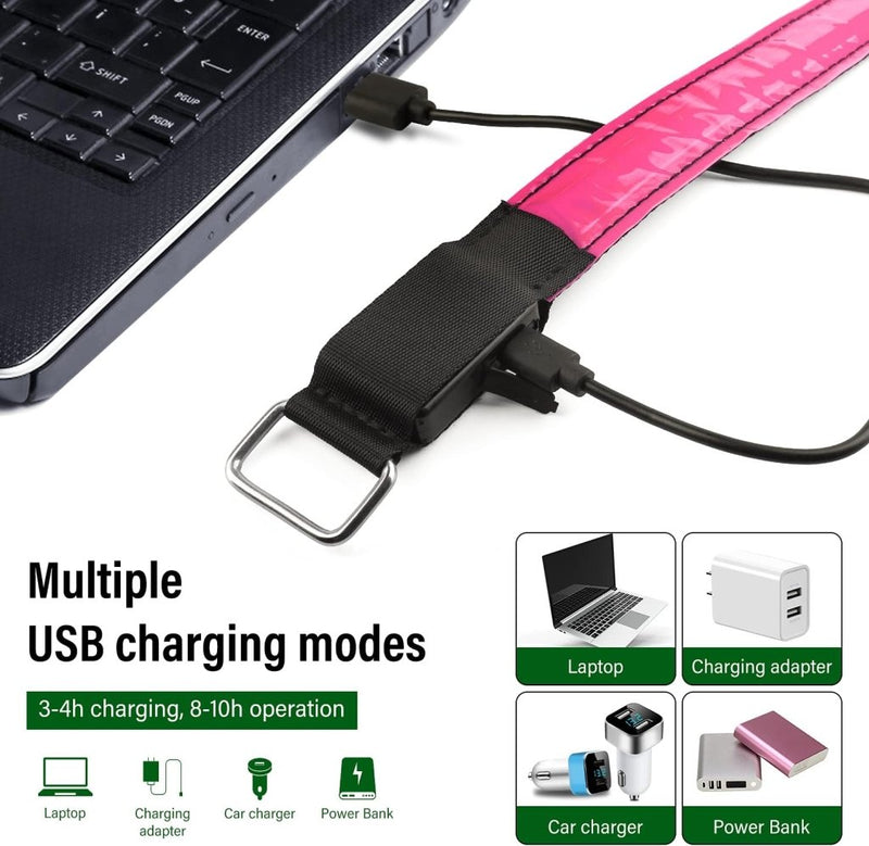 Load image into Gallery viewer, MOLBORY Led-armband, USB, 4 stuks, reflecterende ledband, lichtband, voor kinderen, reflecterende band, licht voor joggen, hardlopen, sport - happygetfit.com
