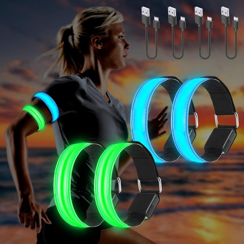 Load image into Gallery viewer, MOLBORY Led-armband, USB, 4 stuks, reflecterende ledband, lichtband, voor kinderen, reflecterende band, licht voor joggen, hardlopen, sport - happygetfit.com
