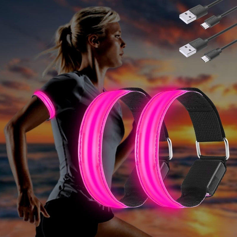 Load image into Gallery viewer, MOLBORY Led-armband, USB, 4 stuks, reflecterende ledband, lichtband, voor kinderen, reflecterende band, licht voor joggen, hardlopen, sport - happygetfit.com
