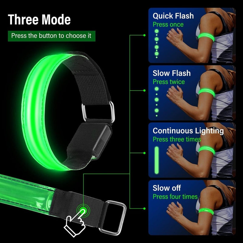 Load image into Gallery viewer, MOLBORY Led-armband, USB, 4 stuks, reflecterende ledband, lichtband, voor kinderen, reflecterende band, licht voor joggen, hardlopen, sport - happygetfit.com
