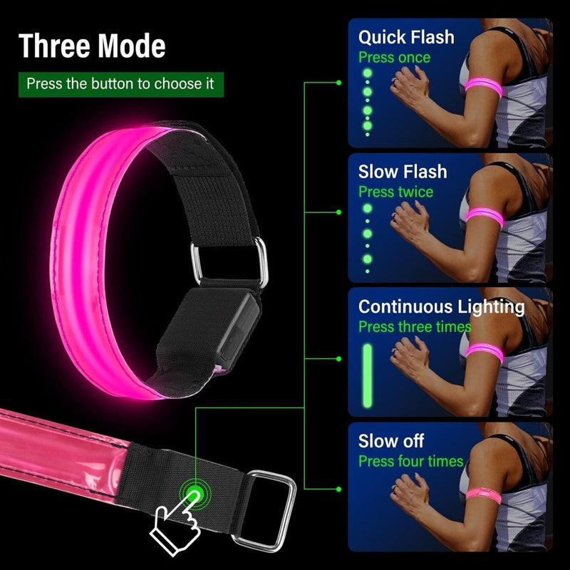 Load image into Gallery viewer, MOLBORY Led-armband, USB, 4 stuks, reflecterende ledband, lichtband, voor kinderen, reflecterende band, licht voor joggen, hardlopen, sport - happygetfit.com
