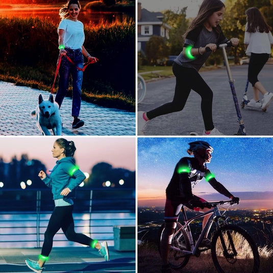 MOLBORY Led-armband, USB, 4 stuks, reflecterende ledband, lichtband, voor kinderen, reflecterende band, licht voor joggen, hardlopen, sport - happygetfit.com