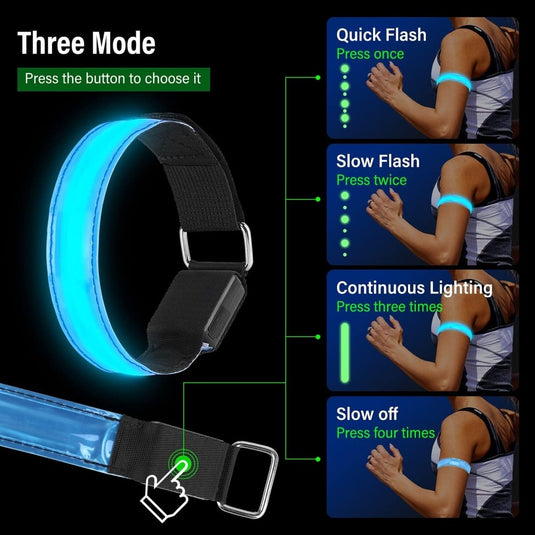 MOLBORY Led-armband, USB, 4 stuks, reflecterende ledband, lichtband, voor kinderen, reflecterende band, licht voor joggen, hardlopen, sport - happygetfit.com
