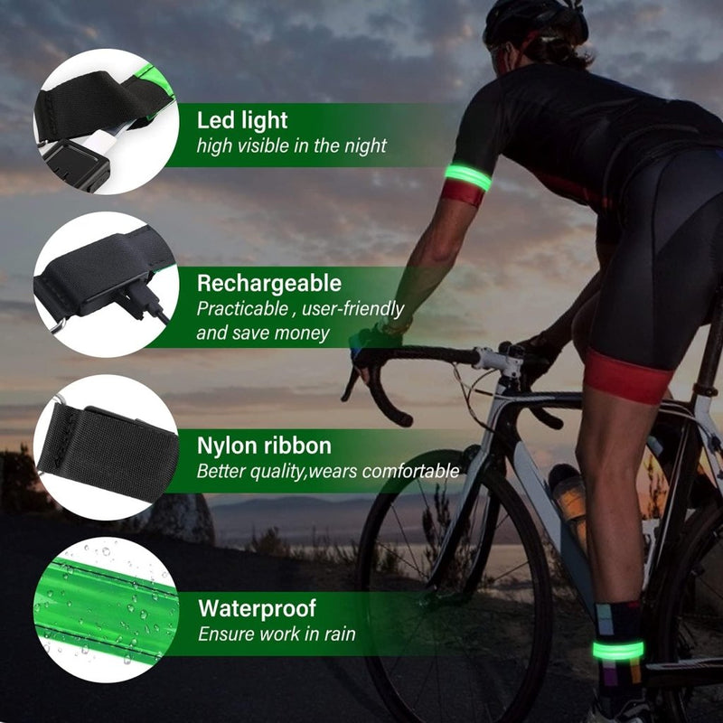 Load image into Gallery viewer, MOLBORY Led-armband, USB, 4 stuks, reflecterende ledband, lichtband, voor kinderen, reflecterende band, licht voor joggen, hardlopen, sport - happygetfit.com

