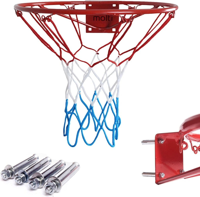 Laad afbeelding in Galerijviewer, molti Basketbalkorf, wandmontage, diameter 37 cm, basketbalring met ring en net, voor binnen en buiten - happygetfit.com
