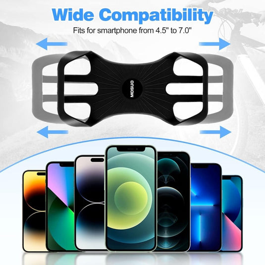 MOSUO Universele telefoonhouder voor fiets, siliconen, 360 graden draaiend, voor smartphones van 4,5-7,0 inch - happygetfit.com