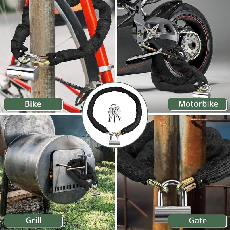 Laden Sie das Bild in Galerie -Viewer, Motorkettingslot 120 cm 10 mm met U-slot zwart - happygetfit.com
