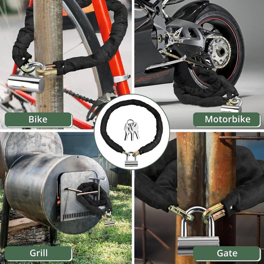 Motorkettingslot 120 cm 10 mm met U-slot zwart - happygetfit.com
